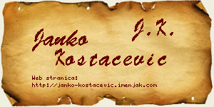Janko Kostačević vizit kartica